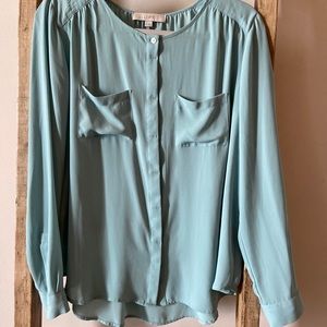 Teal LOFT blouse with pockets size medium